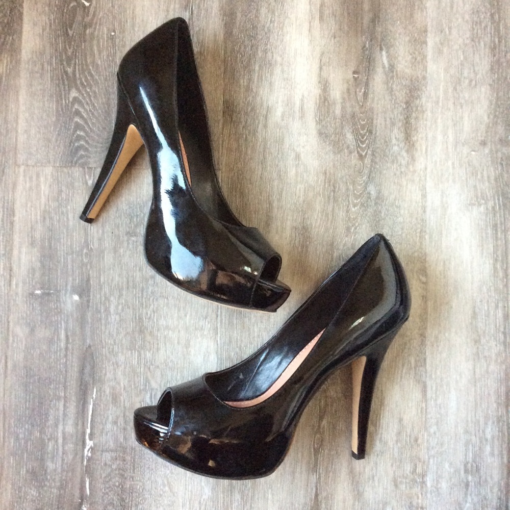 Vince camuto patent leather peep toe heels